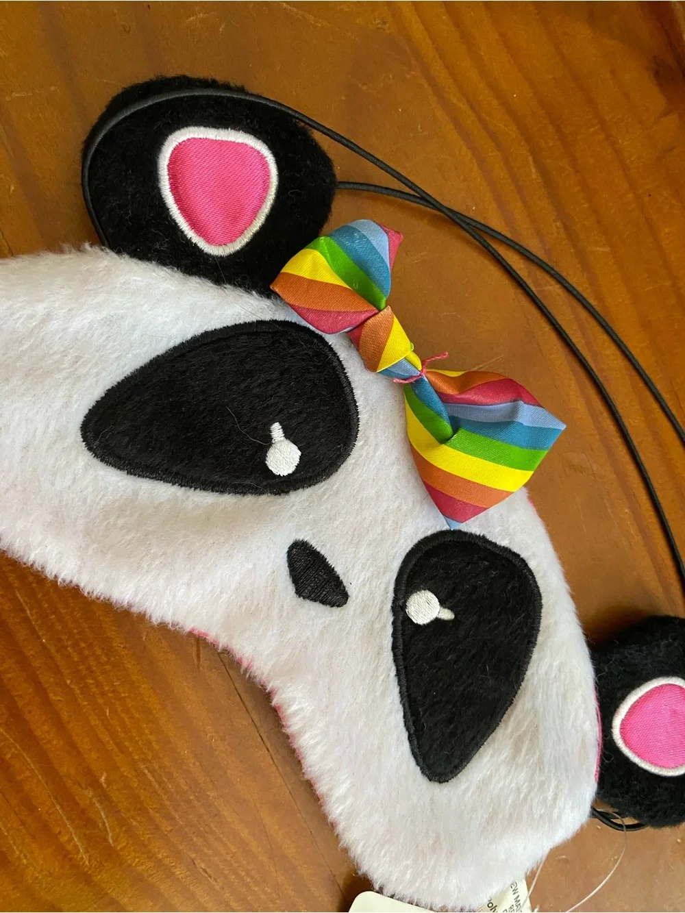 *NWT* Justice White Panda Plush Eye Mask with Rainbow Bow